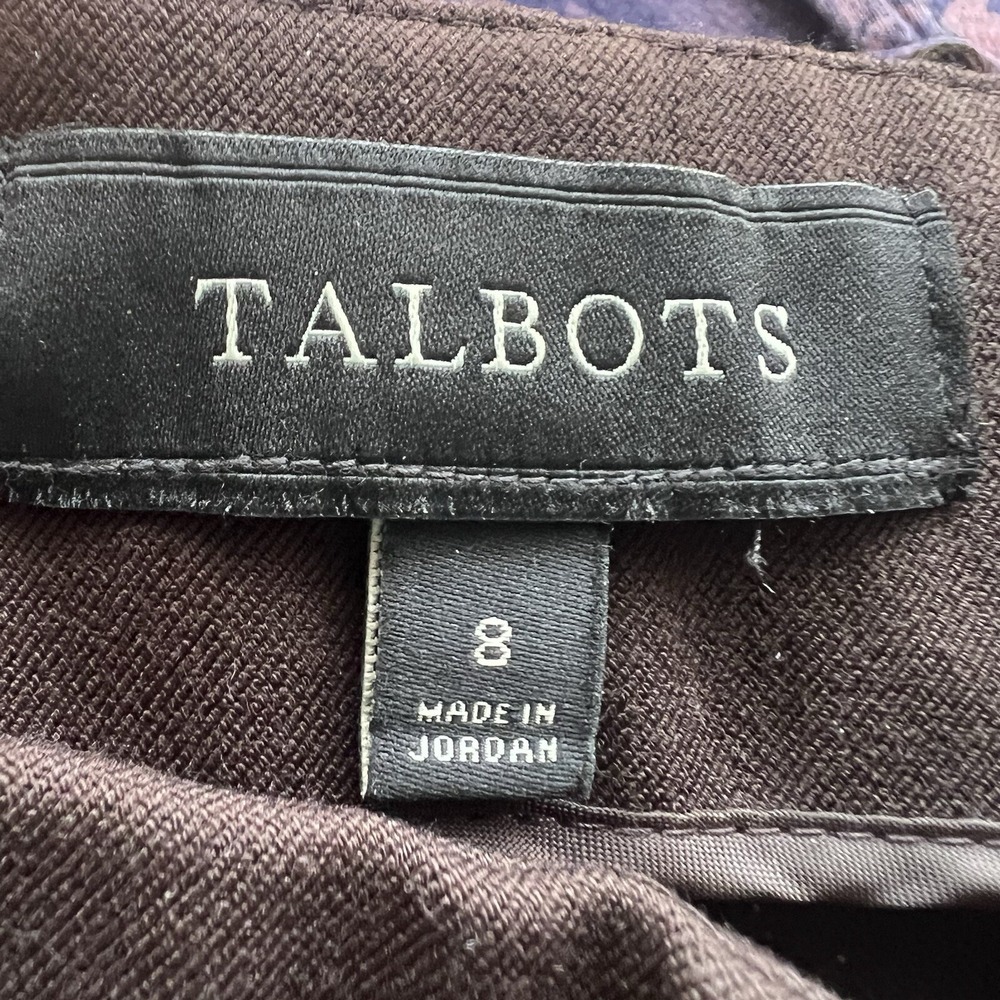 Talbots Dress Pants Womens 8 Brown Straight Stretch Career Business Pleated Corp - Picture 11 of 12